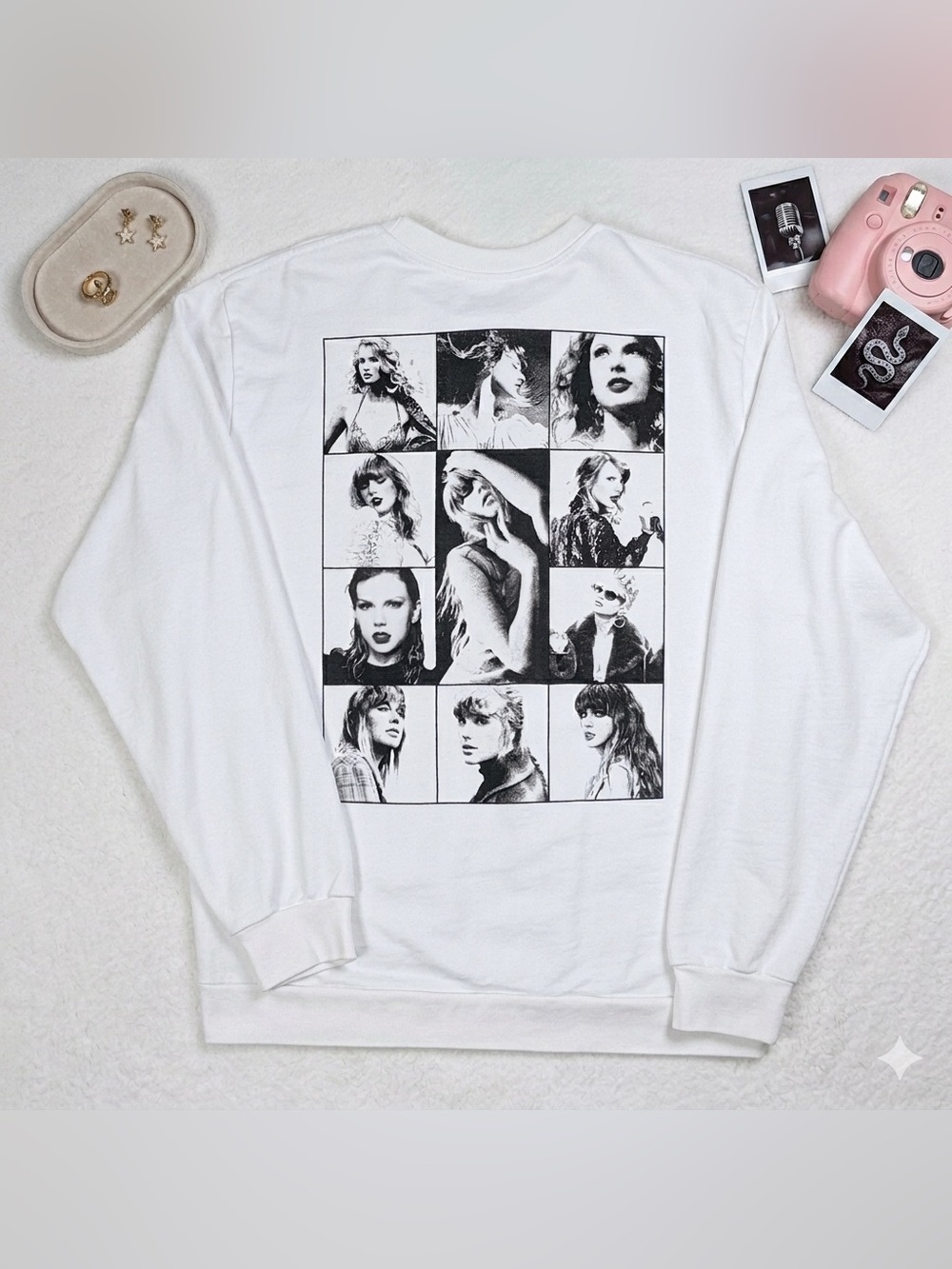 Taylor Swift Eras Tour White Crewneck Sweatshirt Size XL Graphic Concert Merch